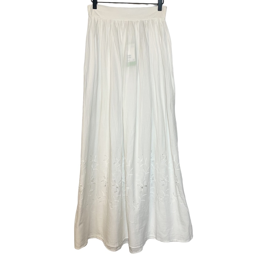 H&M White Maxi Skirt with Subtle Embroidered Hem